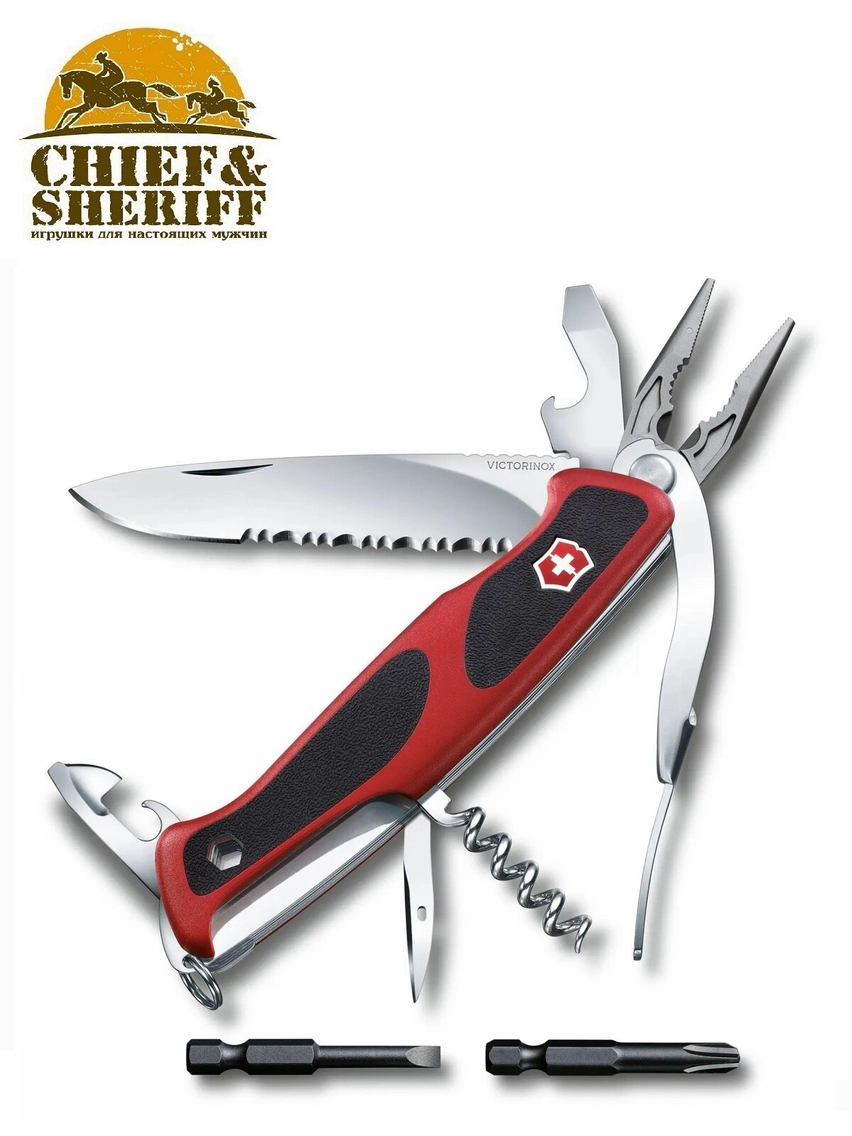 Нож складной Victorinox RangerGrip 174 Handyman, 0.9728. Wc, 130 мм 17 функций, красный/черный