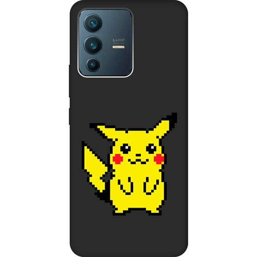 Матовый Soft Touch силиконовый чехол на Vivo V23 / Виво В23 с 3D принтом Pixel Pikachu черный матовый soft touch силиконовый чехол на vivo v23 виво в23 с 3d принтом funny avocado черный