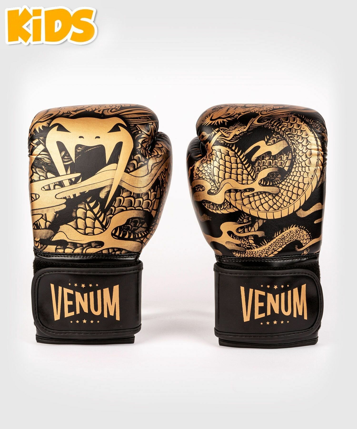 Детские боксерские перчатки тренировочные Venum Dragons Flight - Black/Bronze (6 oz)