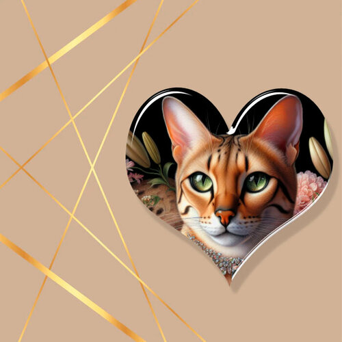 фото Брошь фартоvый брошь кошка бижутерия в форме сердца для подарка, коричневый