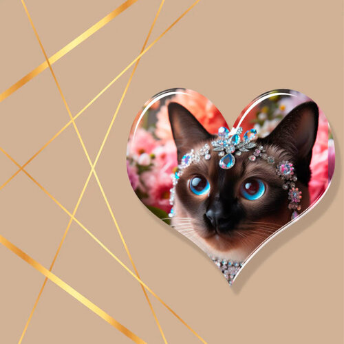 фото Брошь фартоvый брошь кошка бижутерия в форме сердца для подарка, серый