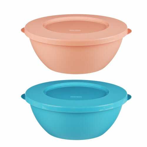 Миска с крышкой HELSINKI 2л, пластик, 2 цвета, 12 штук