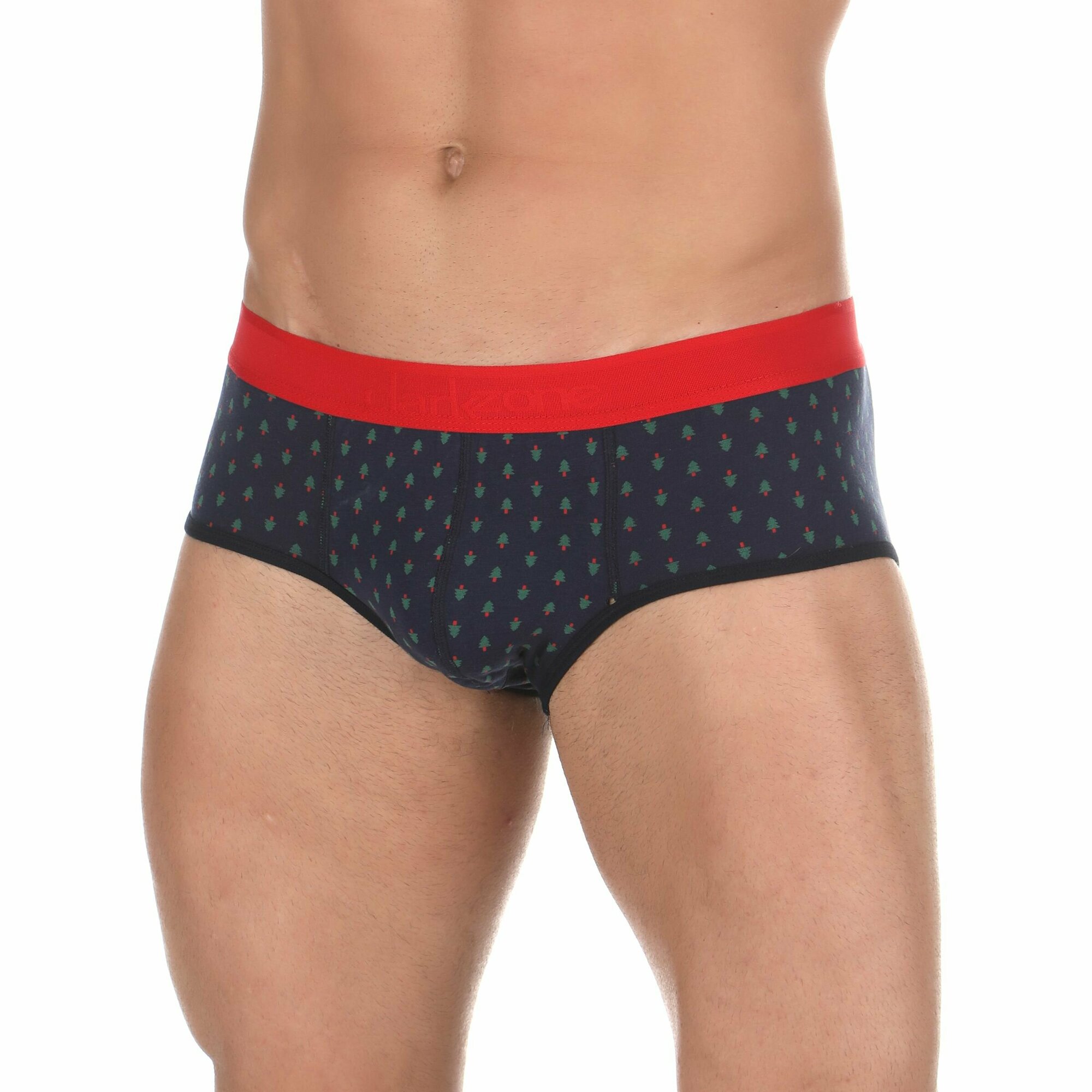 Темно-синие трусы-брифы с принтом в виде ёлочек, L