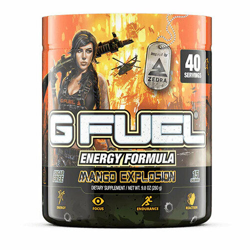 Сухой энергетик GFUEL Mango Explosion (Жевательные манговые конфеты), 40 порций, 280 г