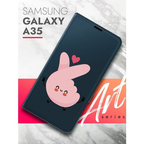 Чехол на Samsung Galaxy A35 (Самсунг Галакси А35) синий книжка эко-кожа подставка отделение для карт магнит Book case, Brozo (принт) Лайк чехол на samsung galaxy a35 самсунг галакси а35 черный книжка эко кожа подставка отделение для карт магнит book case brozo принт губы