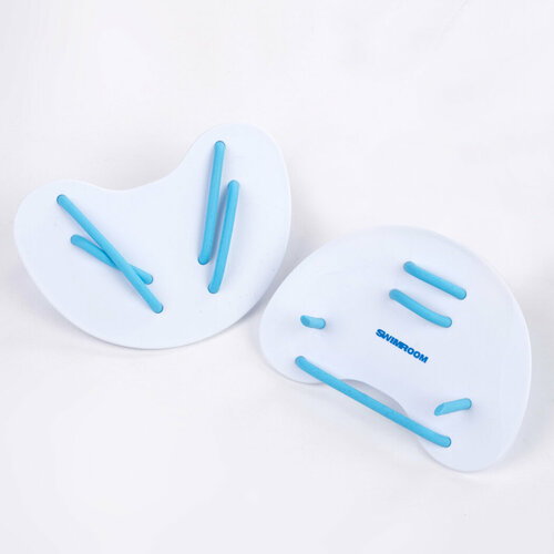 Пальчиковые лопатки для плавания SwimRoom Finger Paddles, цвет белый с голубым