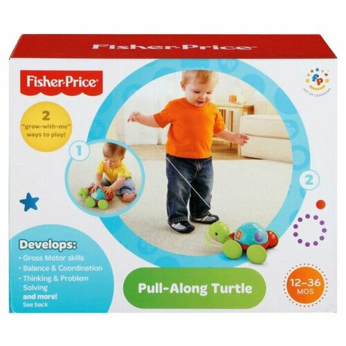 Каталка Черепашка Pull-Along Turtle Fisher Price каталка игрушка hape ladybug pull along e0362 бежевый красный