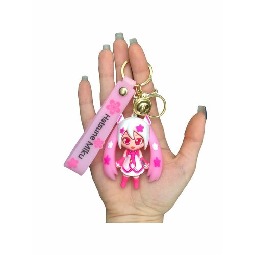 Брелок, розовый, белый anime pink hatsune miku sakura keychain arcylic action figures toys keyring miku speelgoed girls pvc figure model cosplay props