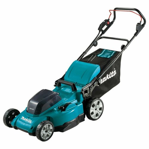 Аккумуляторная газонокосилка Makita, 2x18 В, 48 см, 62 л, с 2 АКБ 5 Ач и ЗУ, DLM480CT2