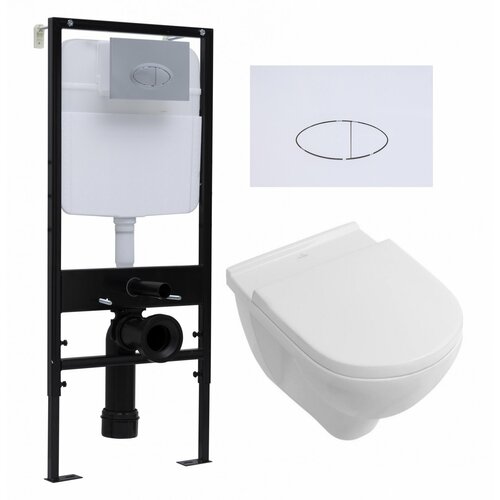 Комплект 3 в 1 инсталляция Logan H1067-1170 297674 + Унитаз подвесной Villeroy & Boch O Novo Directflush + кнопка белая