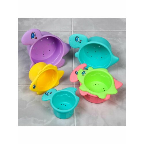 Набор игрушек для игры в ванне Динозаврики - стаканчики,6 шт