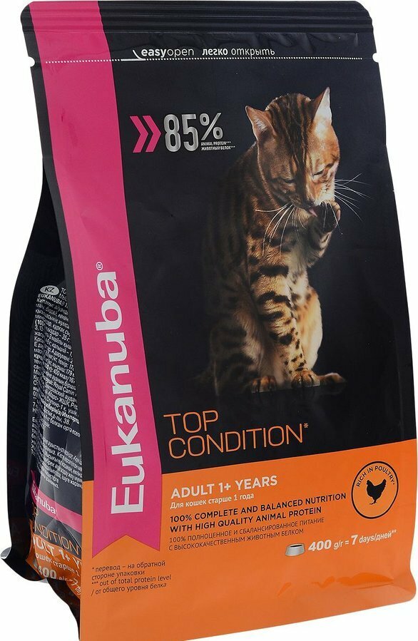 Корм сухой EUKANUBA Cat для взрослых кошек с домашней птицей 400г