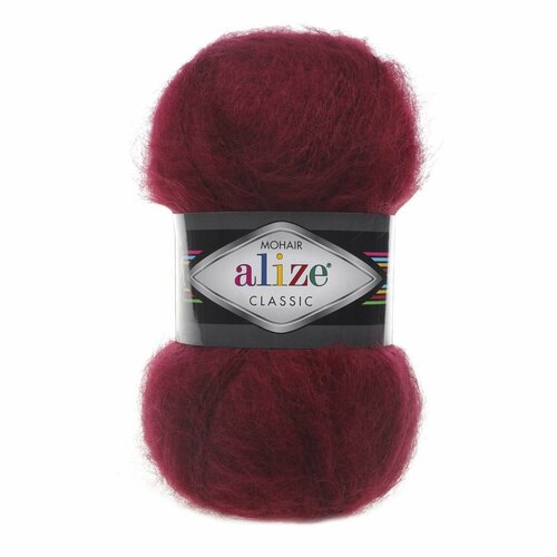 фото Пряжа alize пряжа mohair classic (alize), бордовый - 57, 25% мохер, 24% шерсть, 51% акрил, 5 мотков, 100 г, 200 м., 24 % шерсть, 25 % мохер, 51 % акрил, 500 г, 200 м, 5 шт., 57 бордовый