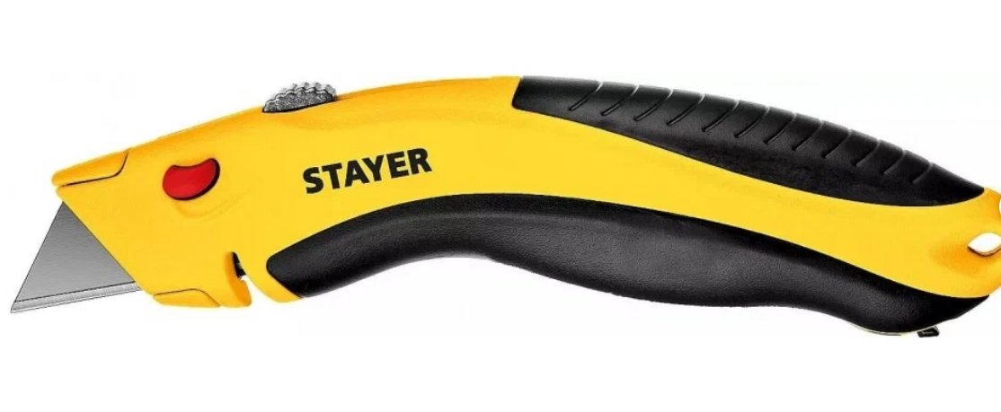 Монтажный нож STAYER Hercules-24 0947 с автостопом желтый