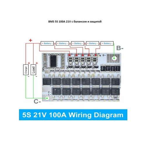 BMS 5S 21V 100A с защитой и баланc. для сборок 18650