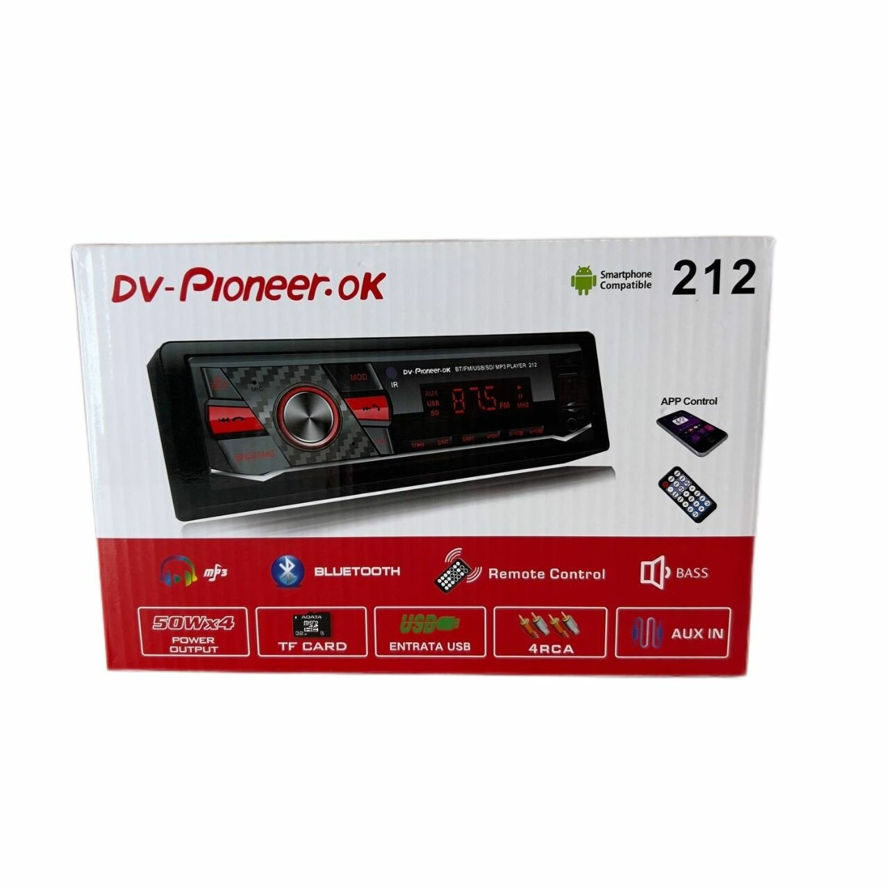 Автомагнитола Pioneer ok 212/ Магнитола 1 Din с Bluetooth AUX/