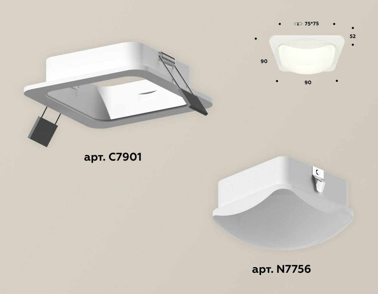 Комплект встраиваемого светильника с акрилом Ambrella Light XC7901014