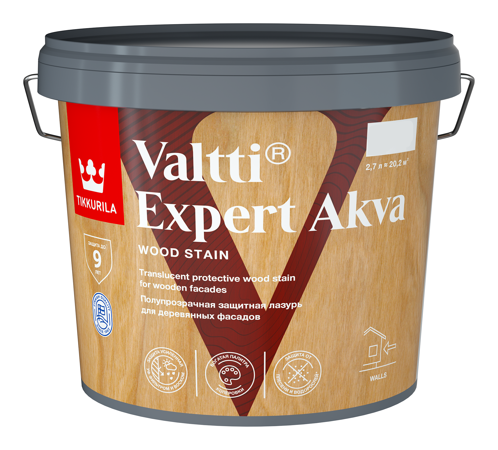 Антисептик Tikkurila Valtti Expert Akva бесцветный 9 л - фото №3