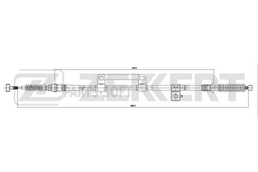 ZEKKERT BZ-1029 Трос стояночного тормоза левый Kia Cerato 01- Carens I II 00- Spectra 04- Shuma I II 98-