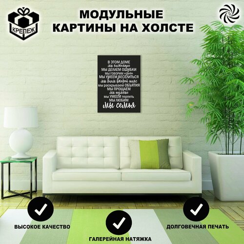 Картина интерьерная на стену на холсте Правила дома, Пространство интерьера, 1шт. 30х40