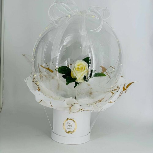 Букет в шаре роза садовая цветы искусственные интерьерные 5580₽