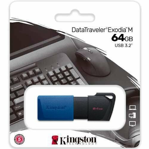 Флешка Kingston DataTraveler Exodia M 64 Гб usb 3.2 Flash Drive - черно-синий
