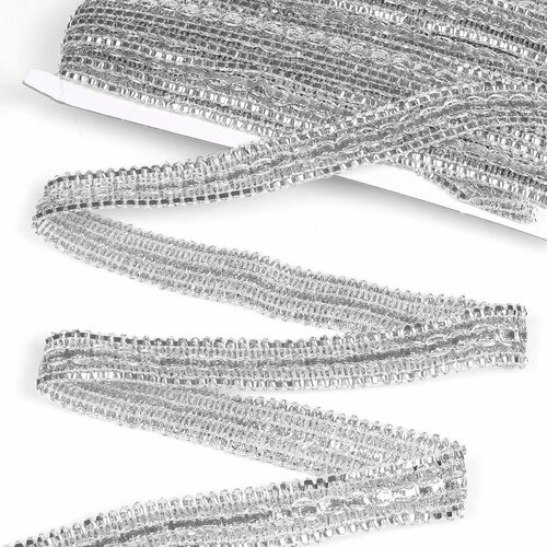 Тесьма отделочная металлизированная шир25 мм цв серебро 137 метров 899₽