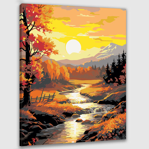 Картина по номерам 50х40 Осенний пейзаж с листвой
