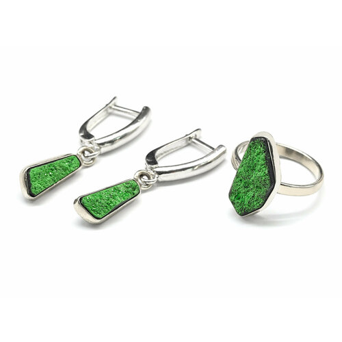 Комплект бижутерии: кольцо, гранат, размер кольца 16, зеленый