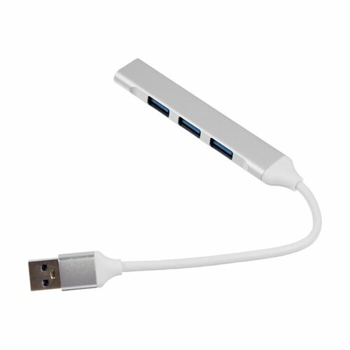 USB-разветвитель (HUB), 4 порта, кабель 10 см, серебристый hub usb 3 0 на 4 порта с выключателями блок питания в комплекте usb разветвитель на 4 порта