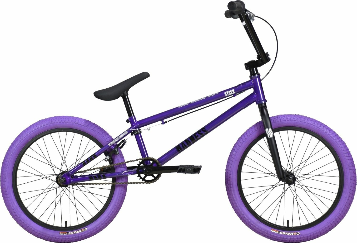 Велосипед Stark Madness BMX 4 (2024) (Велосипед Stark'24 Madness BMX 4 серо-фиолетовый/черный/фиолетовый, HQ-0014376)