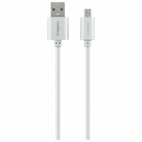 зарядка микро micro для samsung i9000 i9100 s3 s3mini Кабель Rombica Twist Silver, USB - micro USB, текстиль, 1м, серебристый.