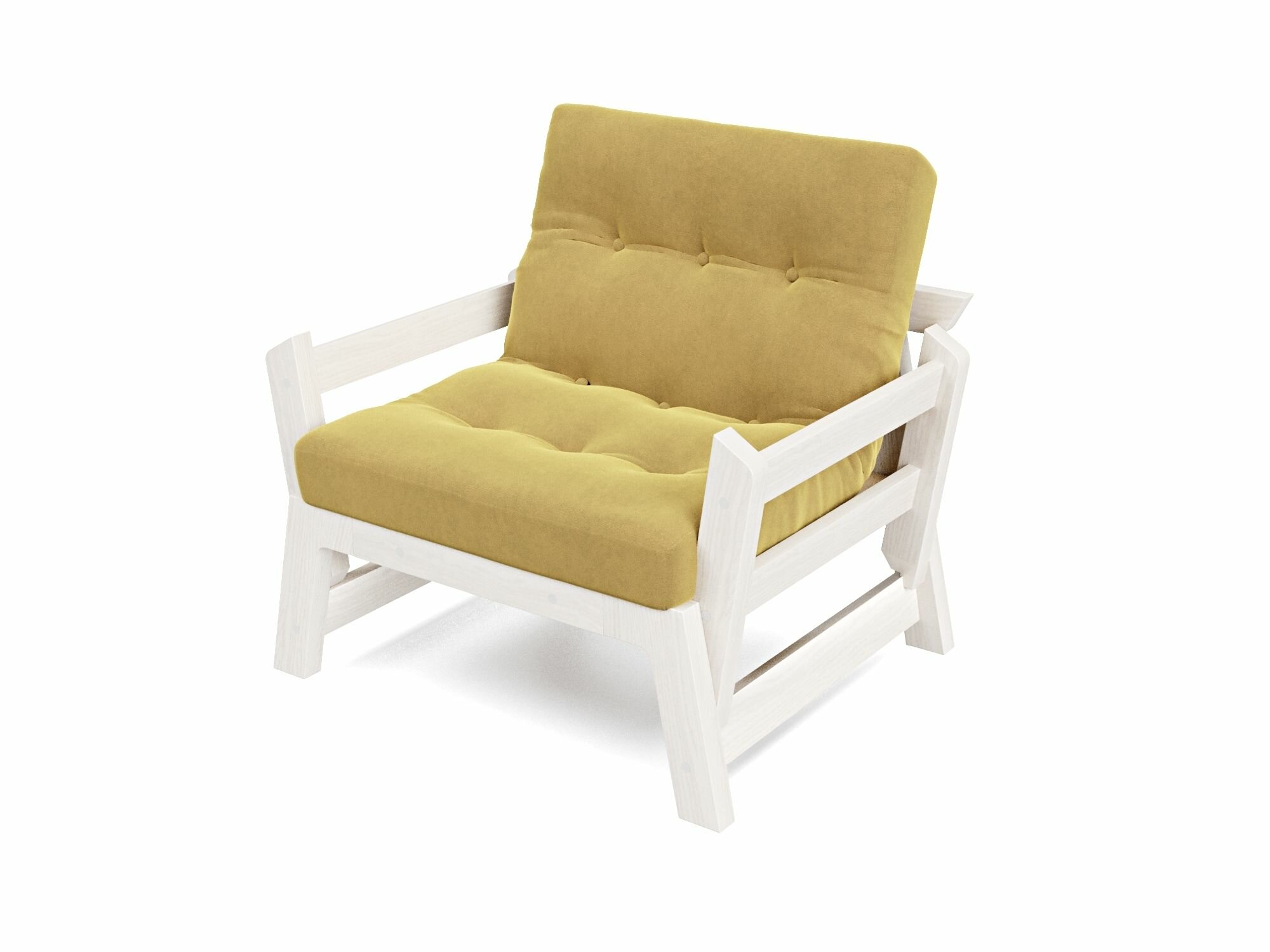 Кресло Мод, желтый-беленый дуб, велюр, массив дерева, с подлокотниками, садовое, на дачу, скандинавский лофт