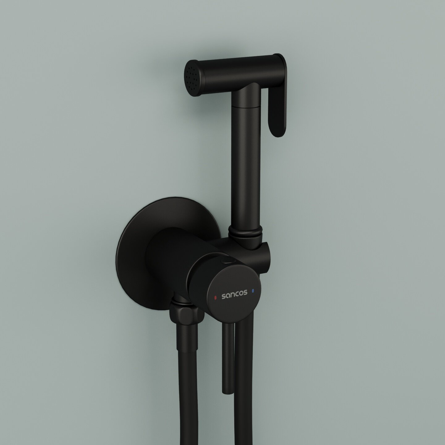 Гигиенический душ Sancos Start со смесителем, черный матовый - фото №6