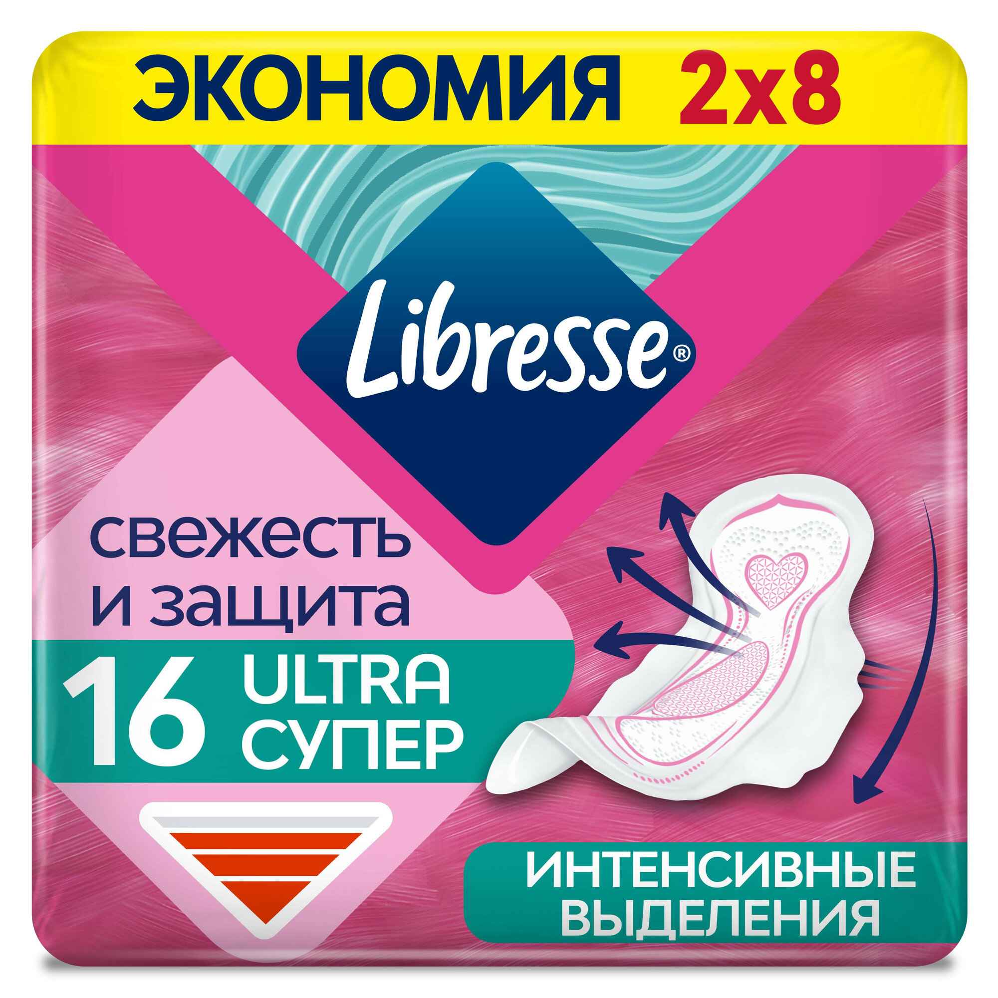 Прокладки гигиенические Libresse Super Ultra с мягкой поверхностью 16 шт