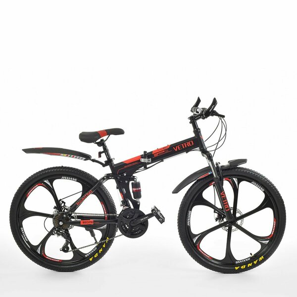 Складной велосипед VETRO TITAN 26" 2024 17", рост 150-185 см, черный красный
