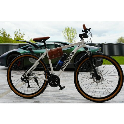 Велосипед 275 Richiesto алюминиевая рама 21 Горный ВзрослыйПодростковый бело-коричневый 25900₽