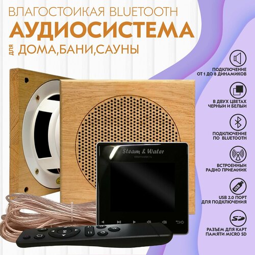 Акустика для хамама, сауны, бани, бассейна SW 2 black SAUNA (квадрат)