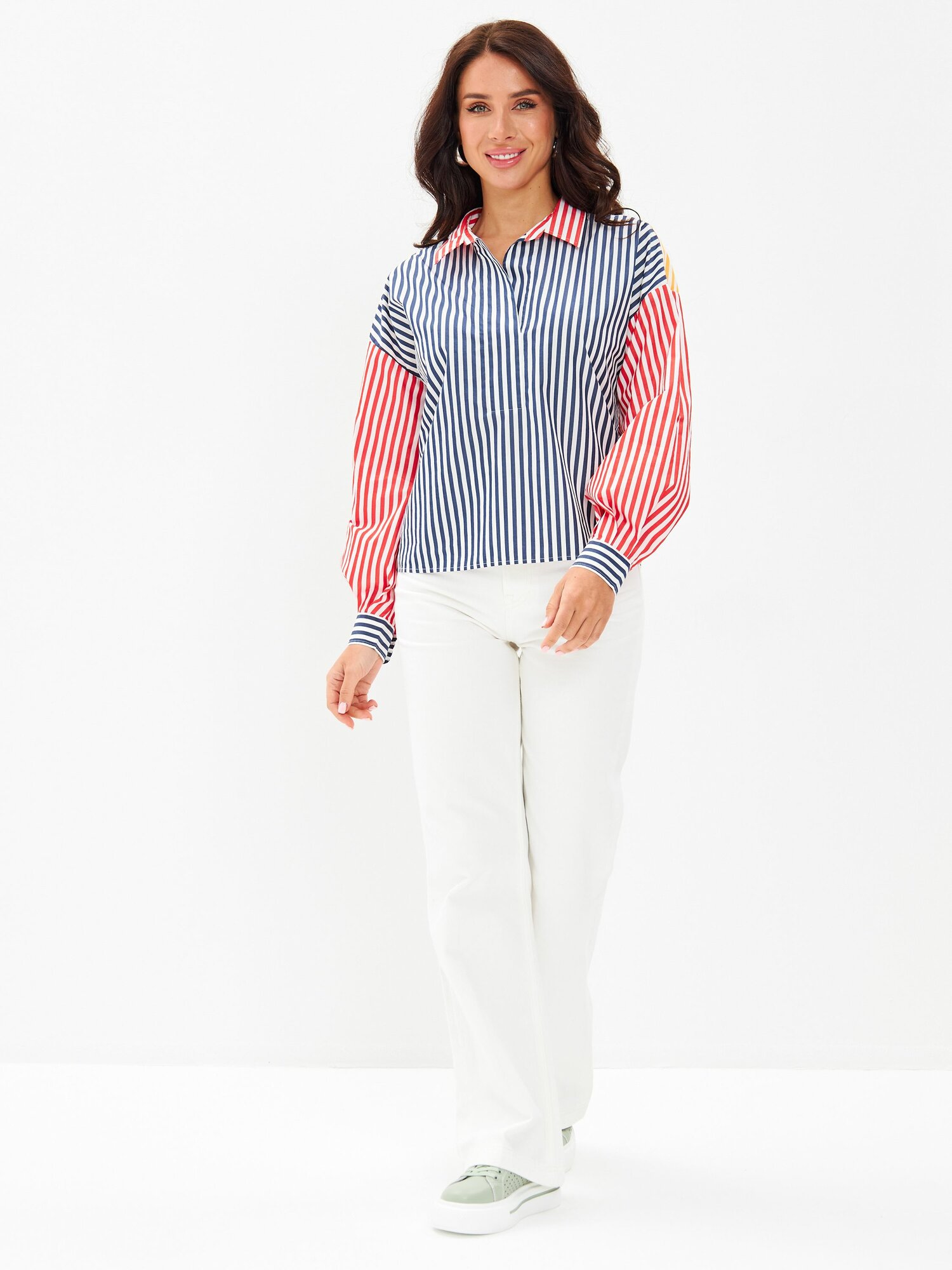 фото Женская рубашка длинный рукав Gant CRISP COTTON POPOVER SHIRT 4322040 105 multicolor 38