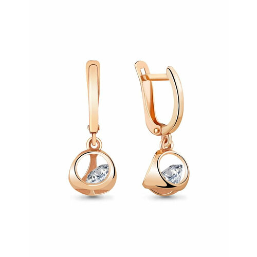 Серьги с подвесками Amarin Jewelry, серебро, 925 проба, золочение, фианит, золотой