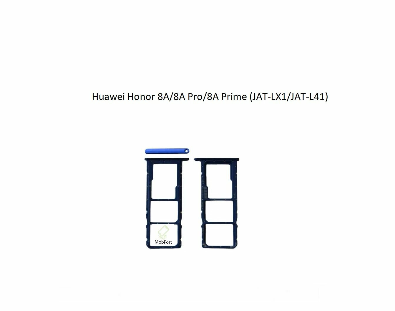 Держатель SIM для Huawei Honor 8A/8A Pro/8A Prime (JAT-LX1/JAT-L41), Синий (Сим Лоток) — фото 1