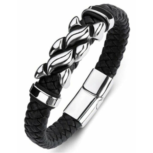 Жесткий браслет Anikom, размер 22 см, серебристый, черный