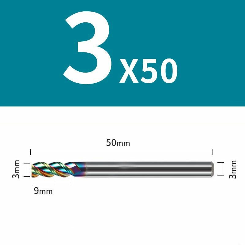 Фреза концевая монолитная твердосплавная D3*C8*P58*d4*Z3*L50 AL алюминию HRC58