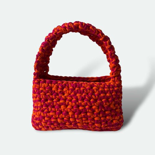 Сумка багет , фактура вязаная, плетеная