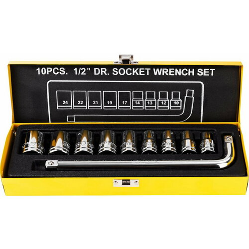 Набор торцевых ключей 10 шт Deli DL2010T Материал 50BV30 Набор инструментов из 10 шт Головка серии 125 мм 9 шт 10 12 13 14 17 19 21 22 2439₽