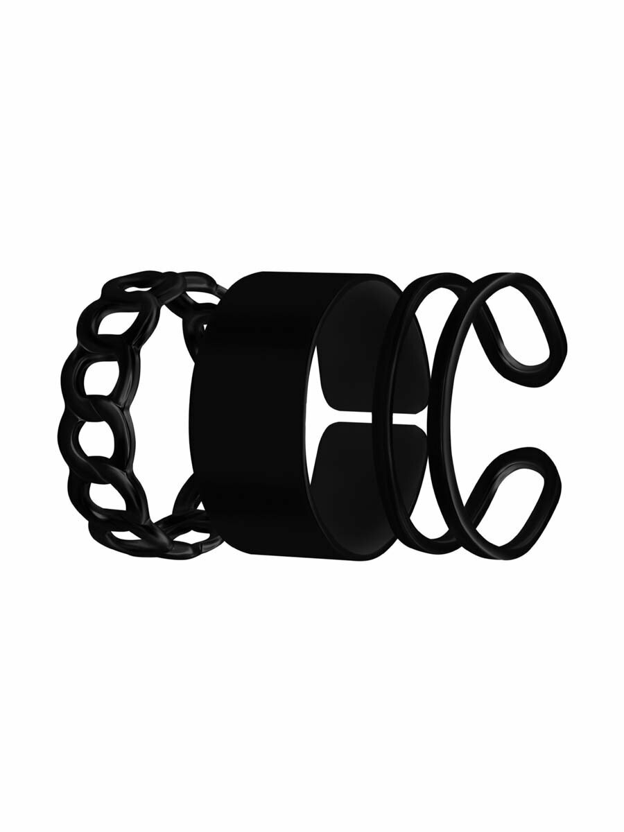 Набор колец OTOKODESIGN, безразмерное, ширина 7 мм, черный