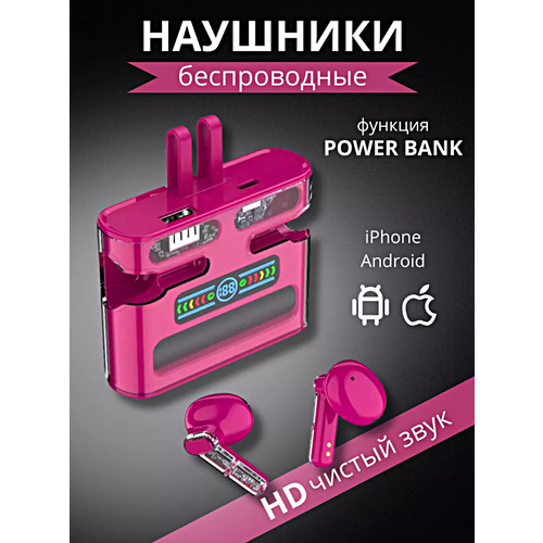 Беспроводные TWS наушники Y-01 Игровые наушники с микрофоном LED дисплей Bluetooth 53 Сенсорное управление Зарядный кейс Розовый 1890₽