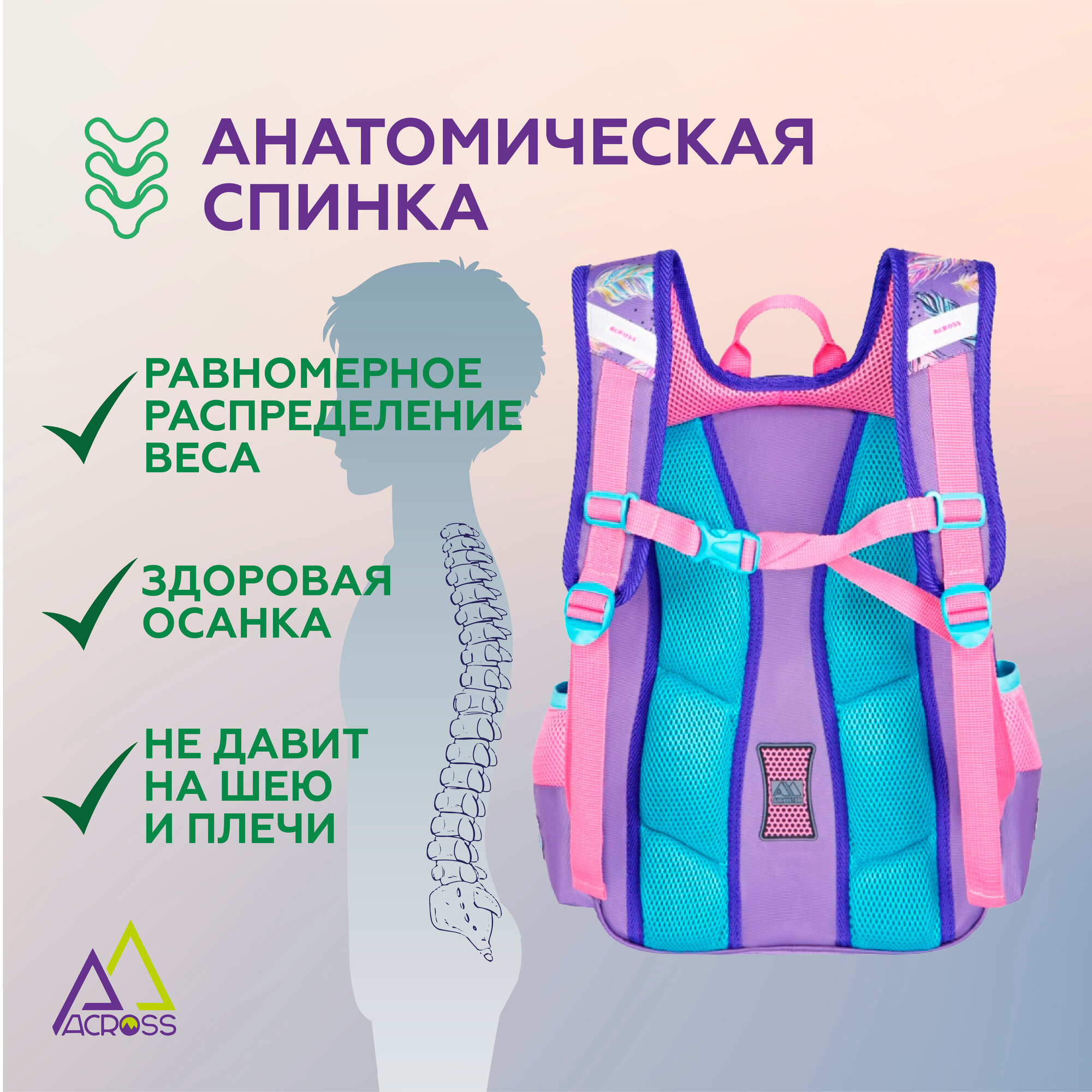 Рюкзак ACROSS + сменка ACR22-640-7 — фото 1