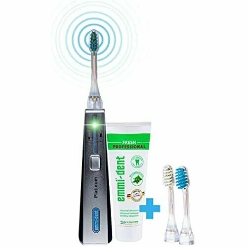 Электрическая ультразвуковая зубная щетка emmi-dent Platinum стартовый набор Carbon I Идеально подходит для чувствительных зубов и десен I Оптимальная чистка зубов без царапания I Срок службы батареи до 15 дней 43669₽