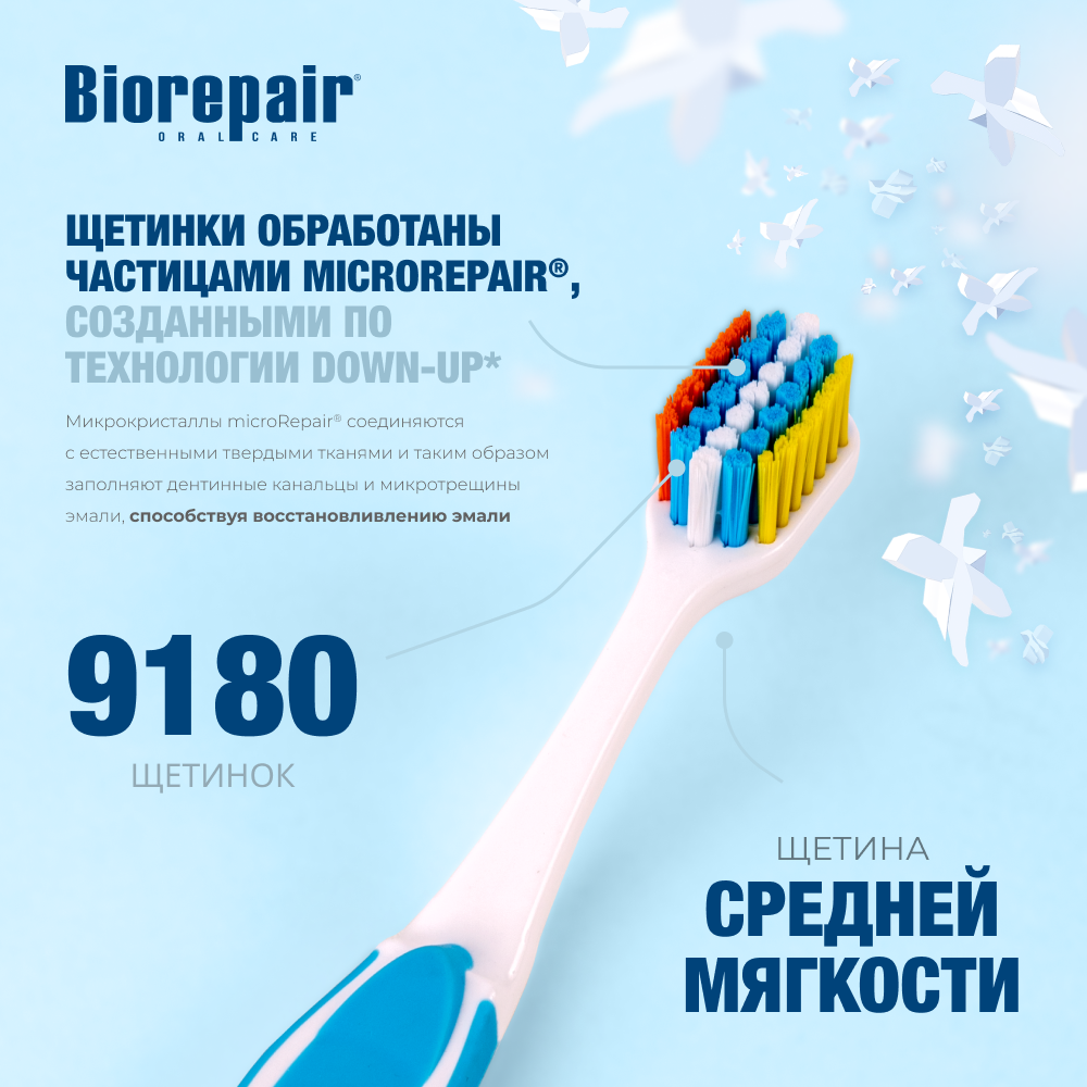 Картинки Зубная щетка Biorepair CURVE Junior детская с 6 лет, голубая
